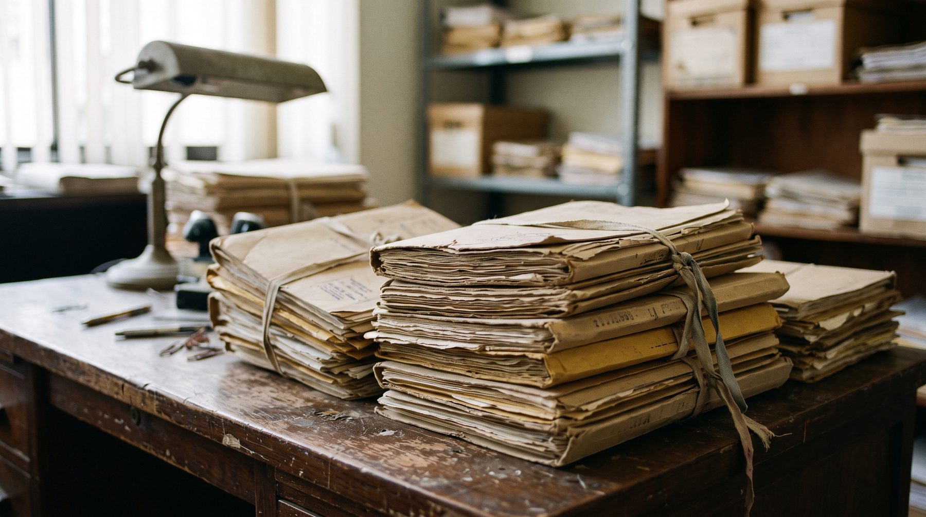Expedientes en un archivo municipal.